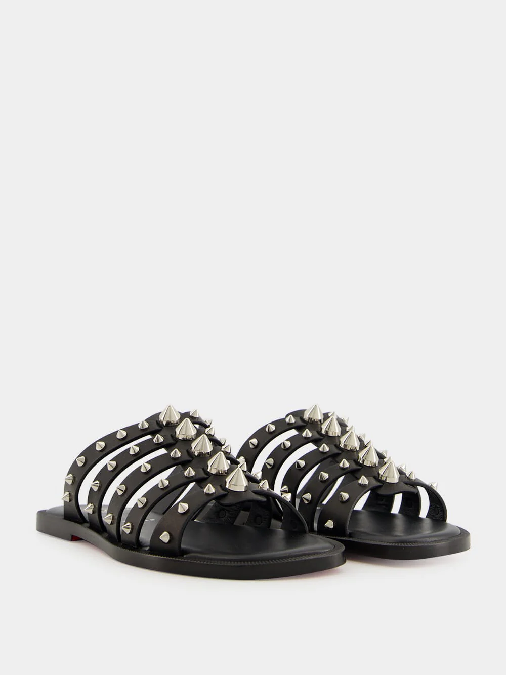 Charja Flat Mules with Studs in Black Calf - Image 3