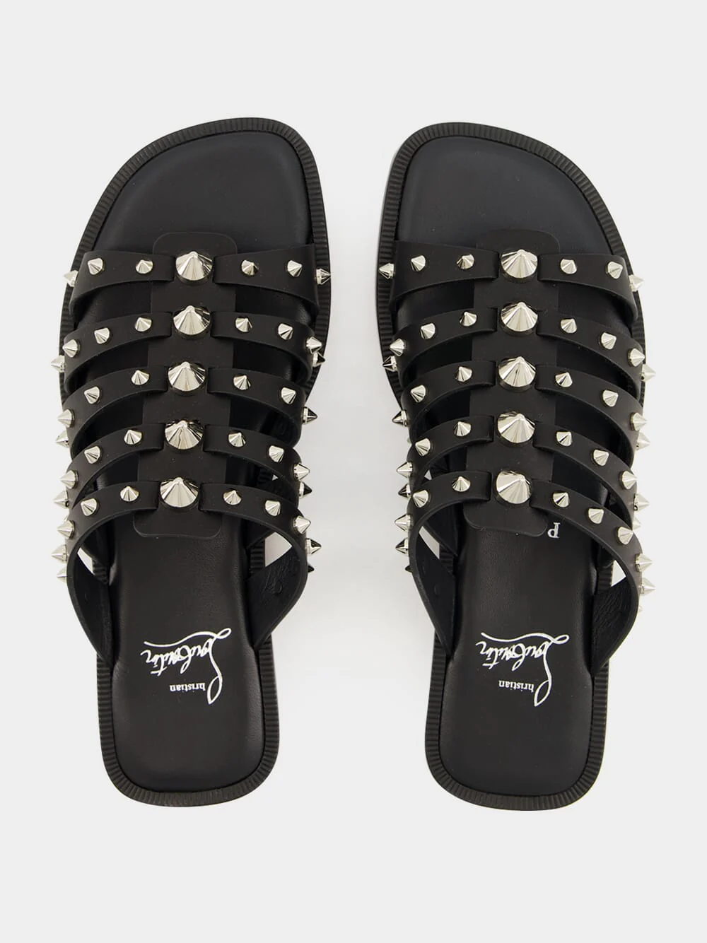 Charja Flat Mules with Studs in Black Calf - Image 4