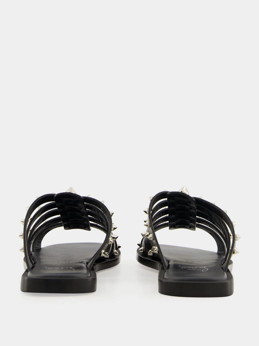Charja Flat Mules with Studs in Black Calf - Image 5