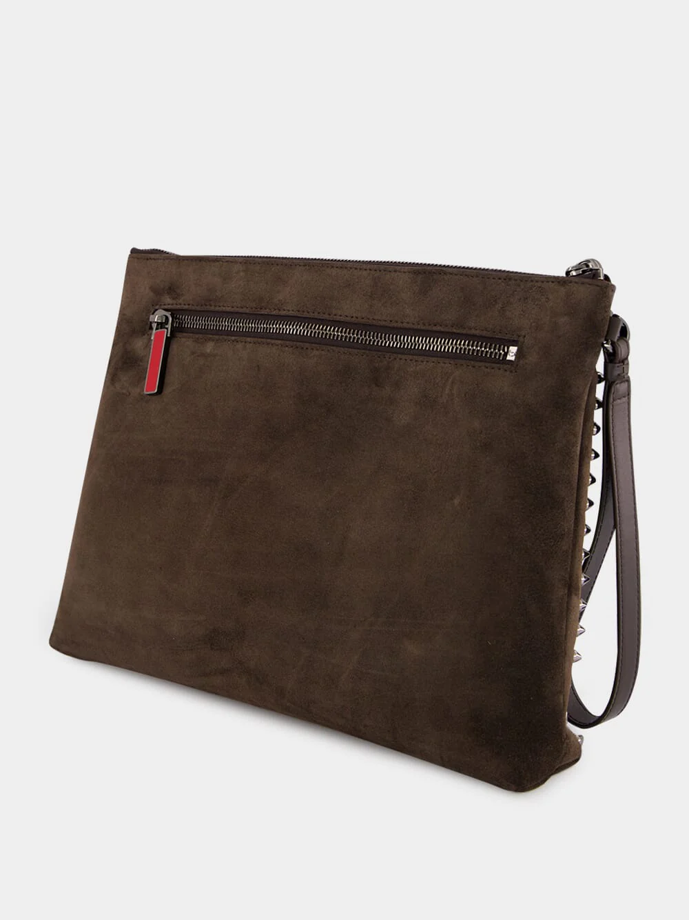 Funky Cafe Brown Leather Spike Pouch - Image 4