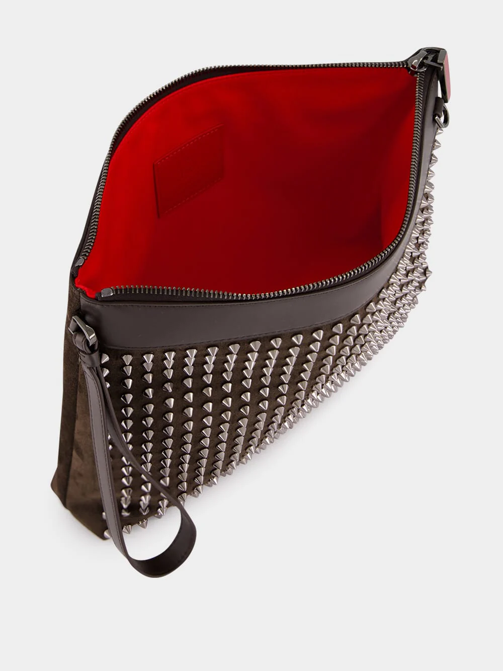 Funky Cafe Brown Leather Spike Pouch - Image 5
