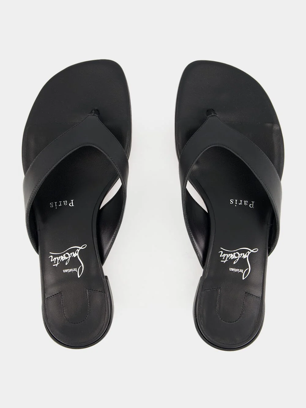 Janetonga Black Lamb Nappa Leather Thong Sandals - Image 4