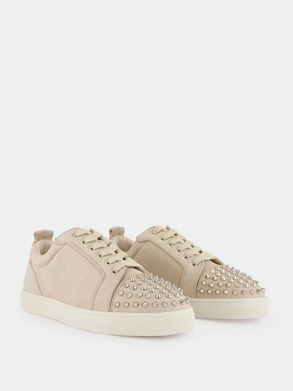 Louis Junior Spikes Sneakers in Beige Veau Velours - Image 3