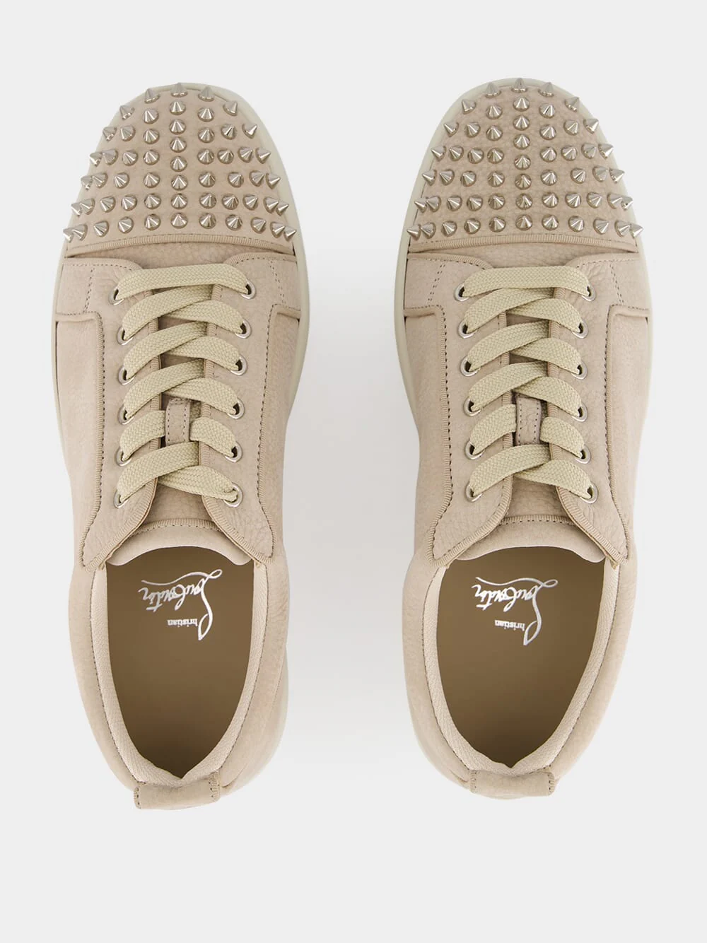 Louis Junior Spikes Sneakers in Beige Veau Velours - Image 4