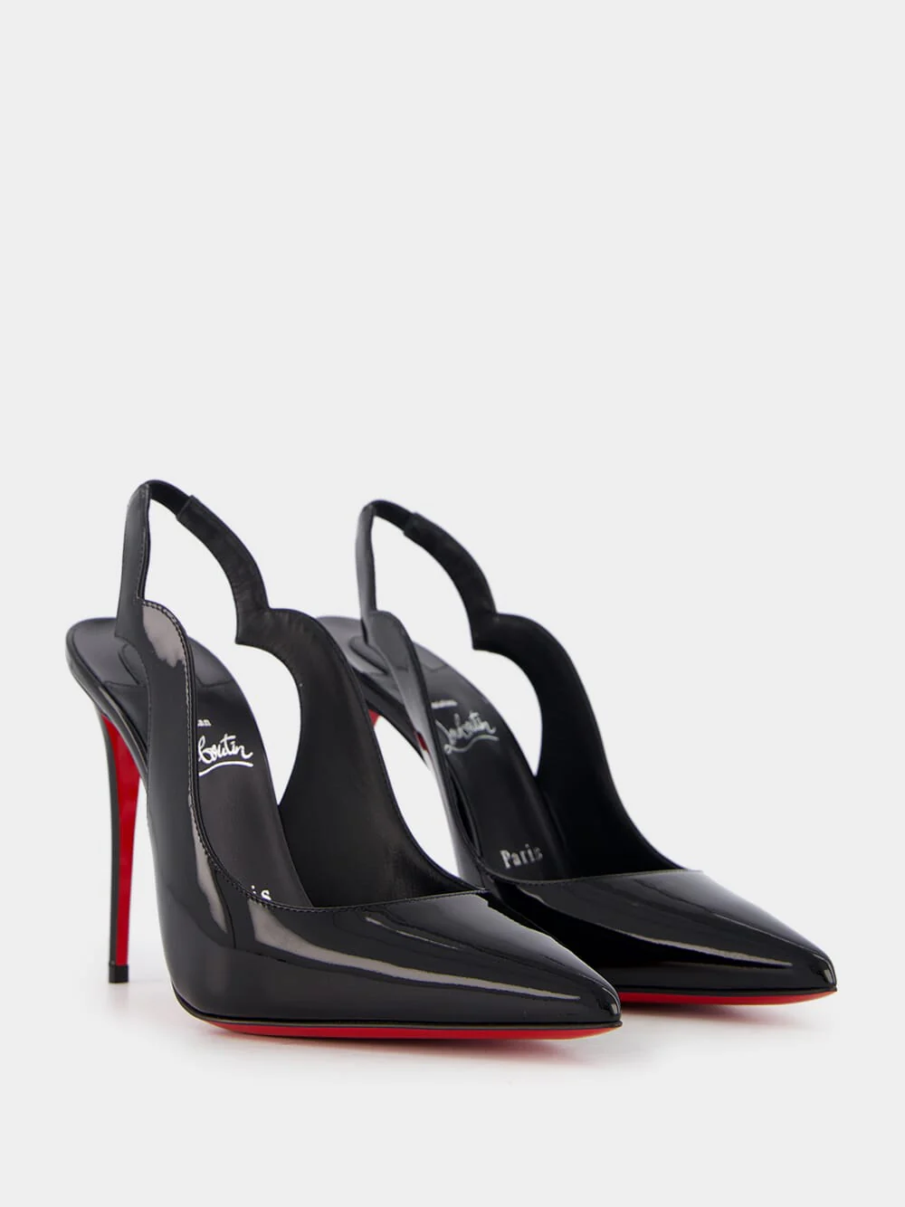 Black Hot Chick Sling 100 mm Leather Pumps - Image 3