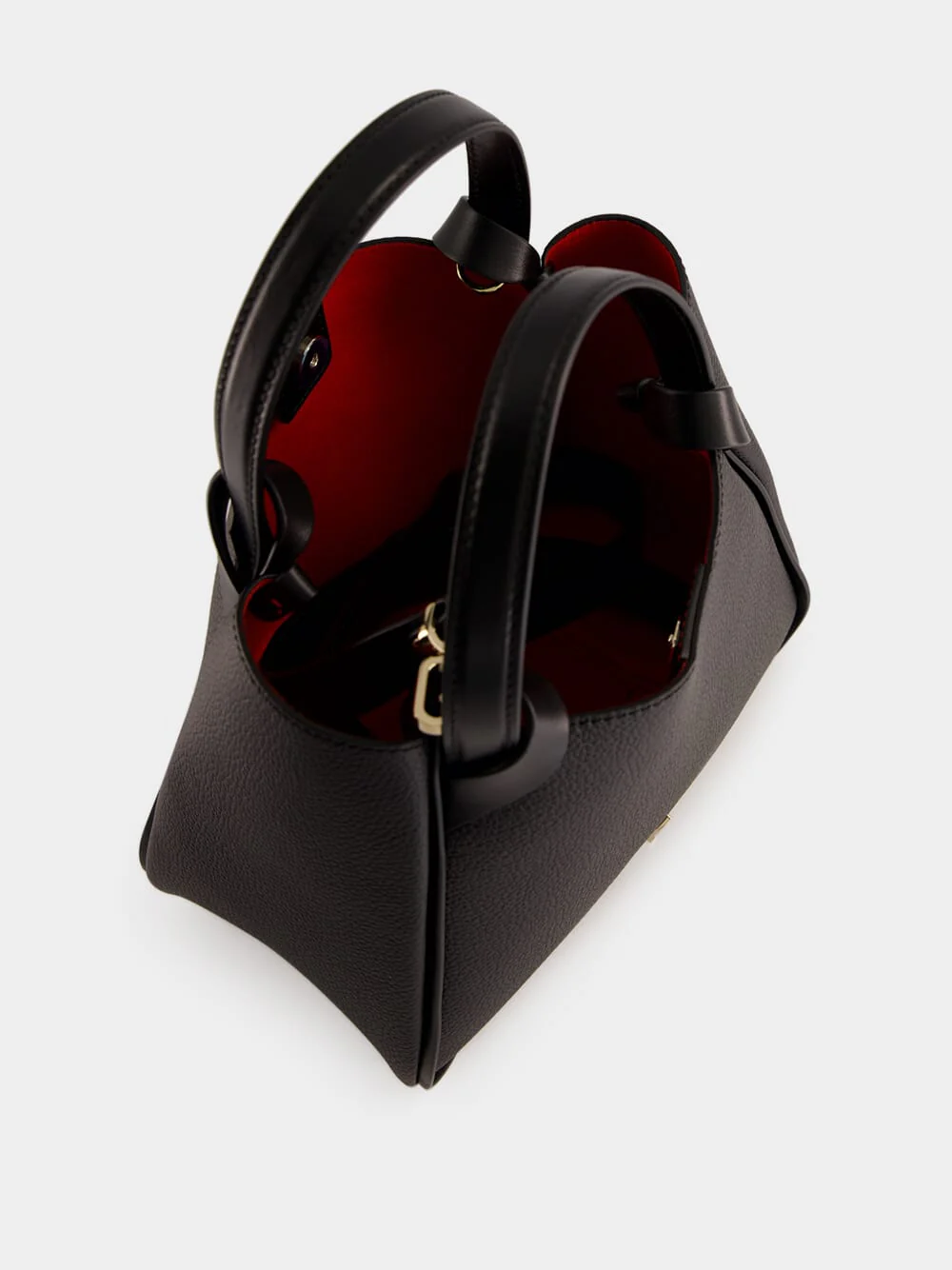 Black Bettina Mini Grained Leather Tote Bag - Image 6