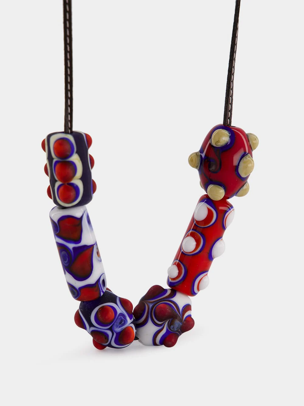 Red and Blue Beatle Beaded Necklace - Image 2