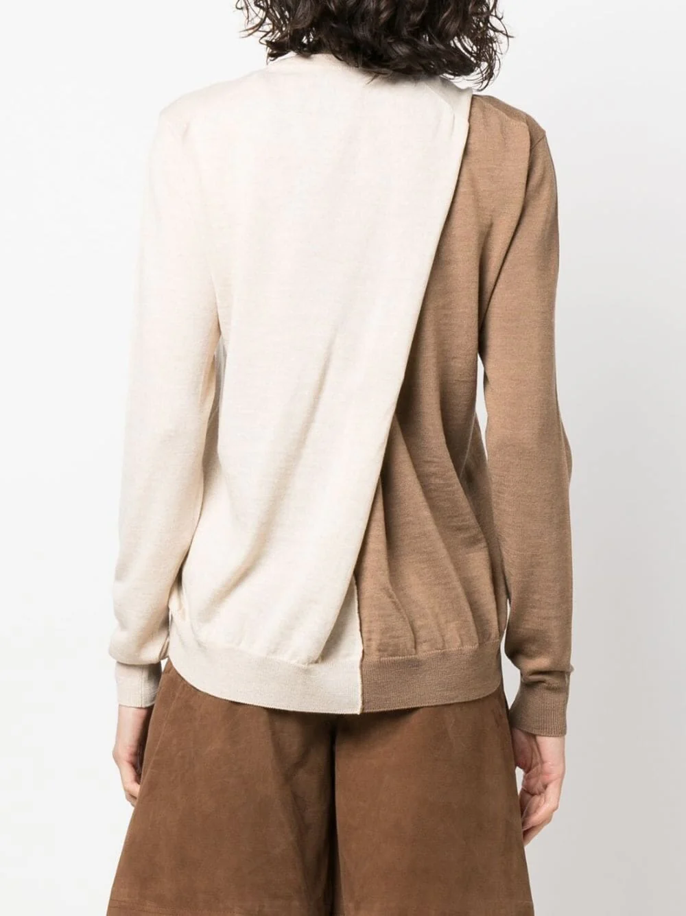 Contrast Panel Wool Sweater - Image 4