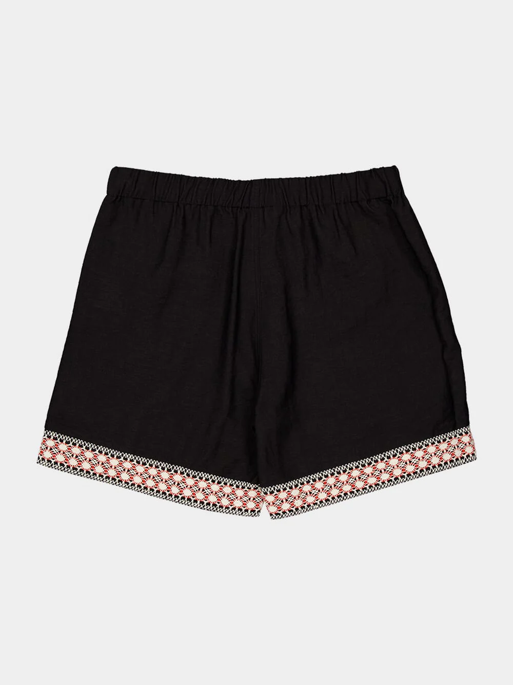Black Braided Shorts with Crochet Trim - Image 5
