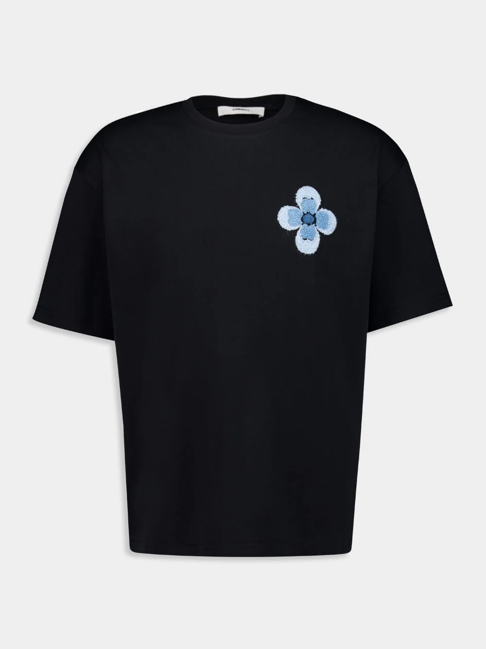 Black Floral Bouclé Embroidered T-Shirt