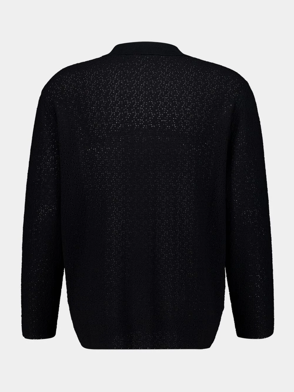 Black Long Sleeve Buttoned Knit Cotton Shirt - Image 2