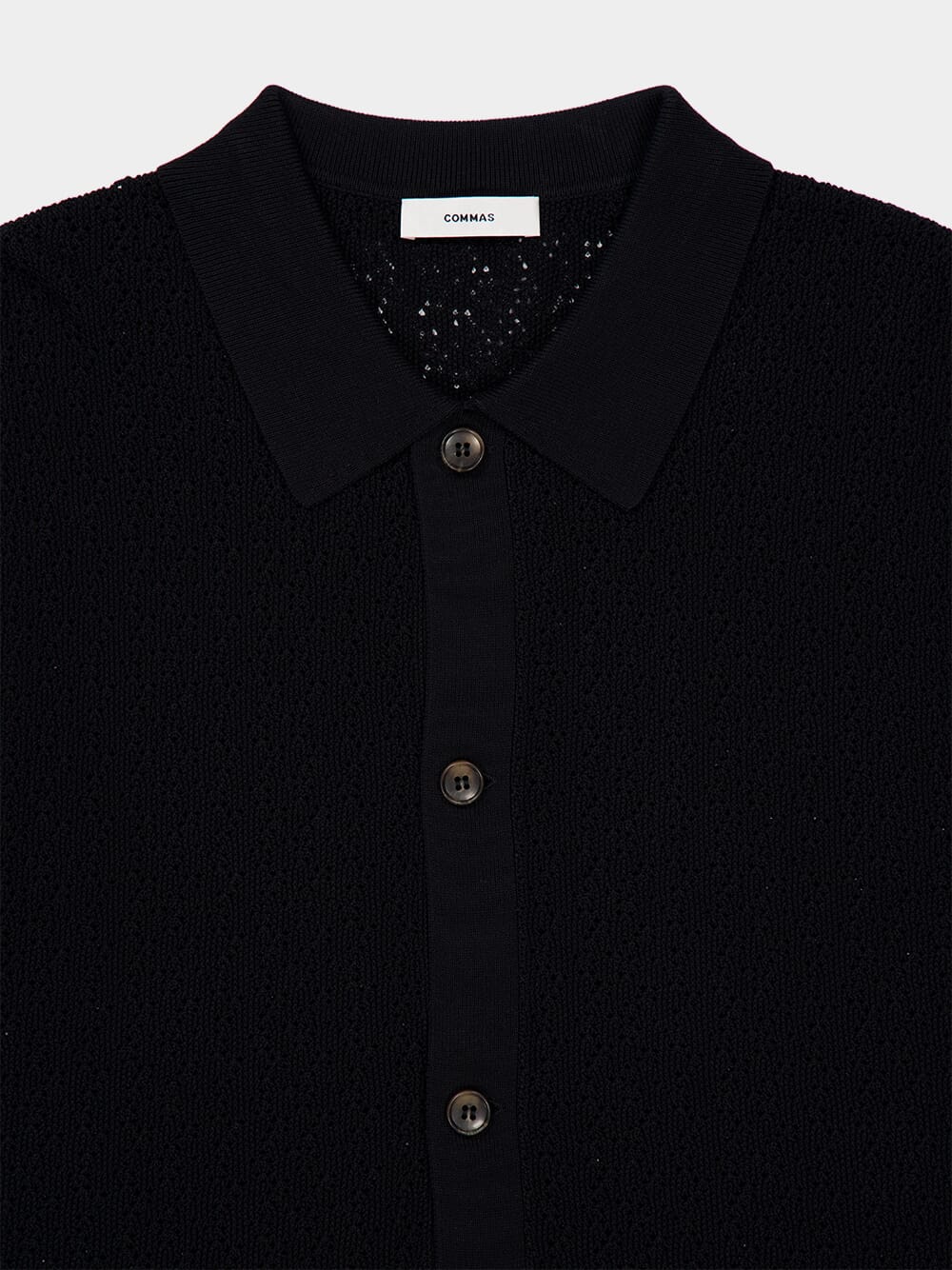 Black Long Sleeve Buttoned Knit Cotton Shirt - Image 3