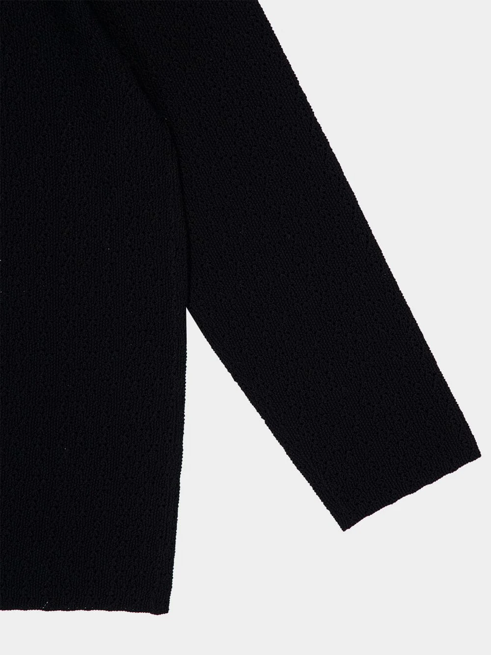 Black Long Sleeve Buttoned Knit Cotton Shirt - Image 4