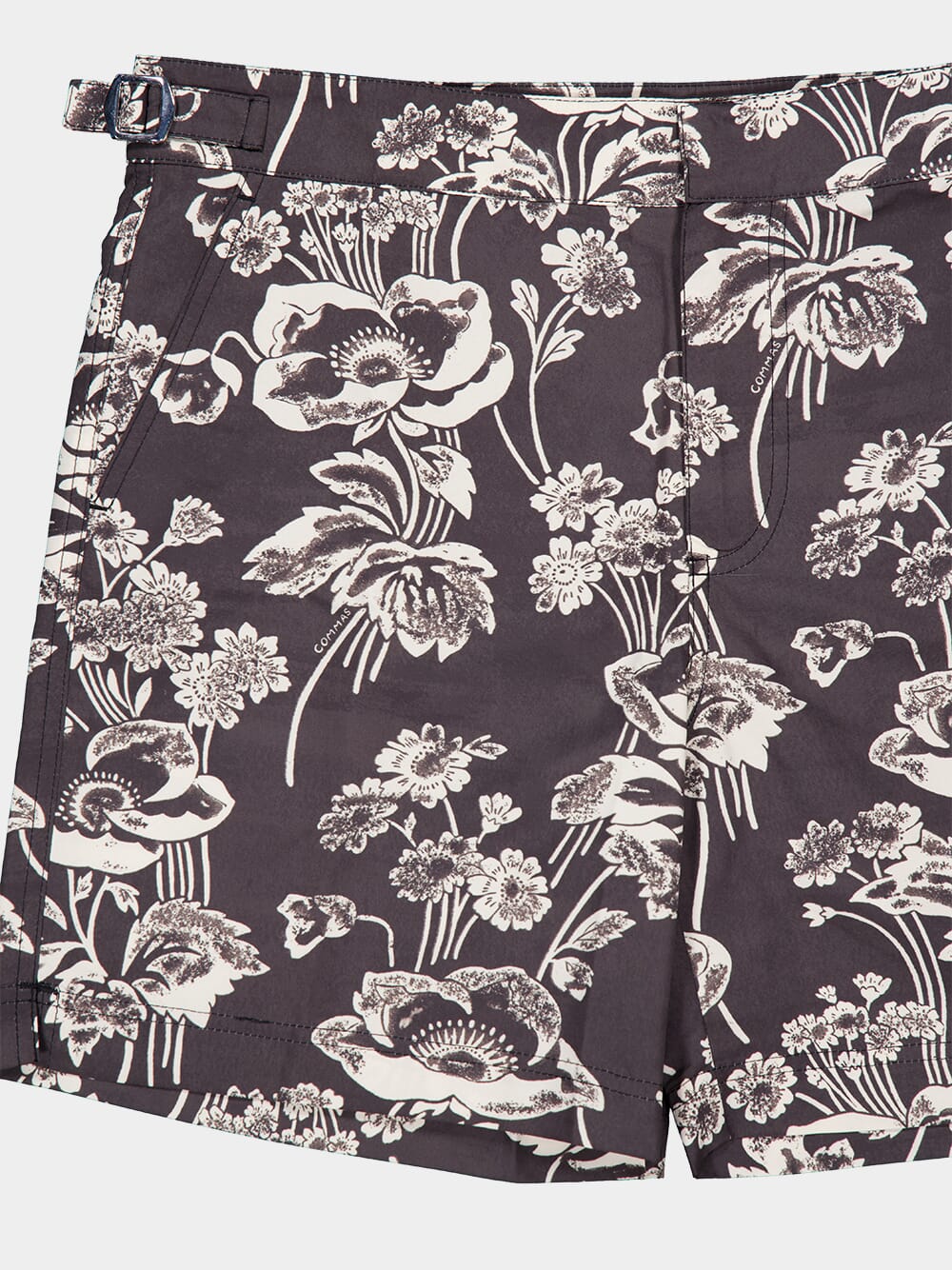 Black Peony Print Swim Shorts - Image 3