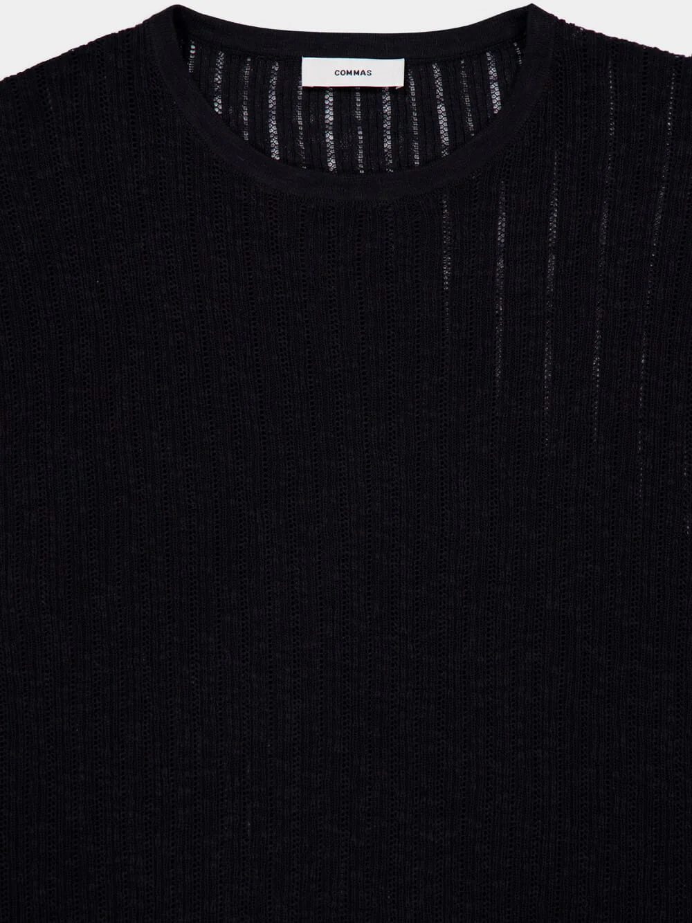 Black Pointelle Knit Sweater - Image 4