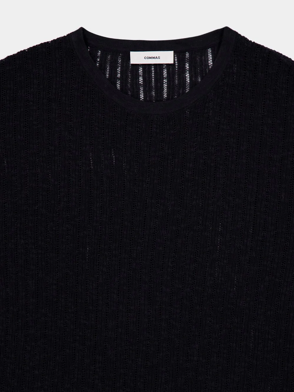 Black Pointelle Knit T-Shirt - Image 5
