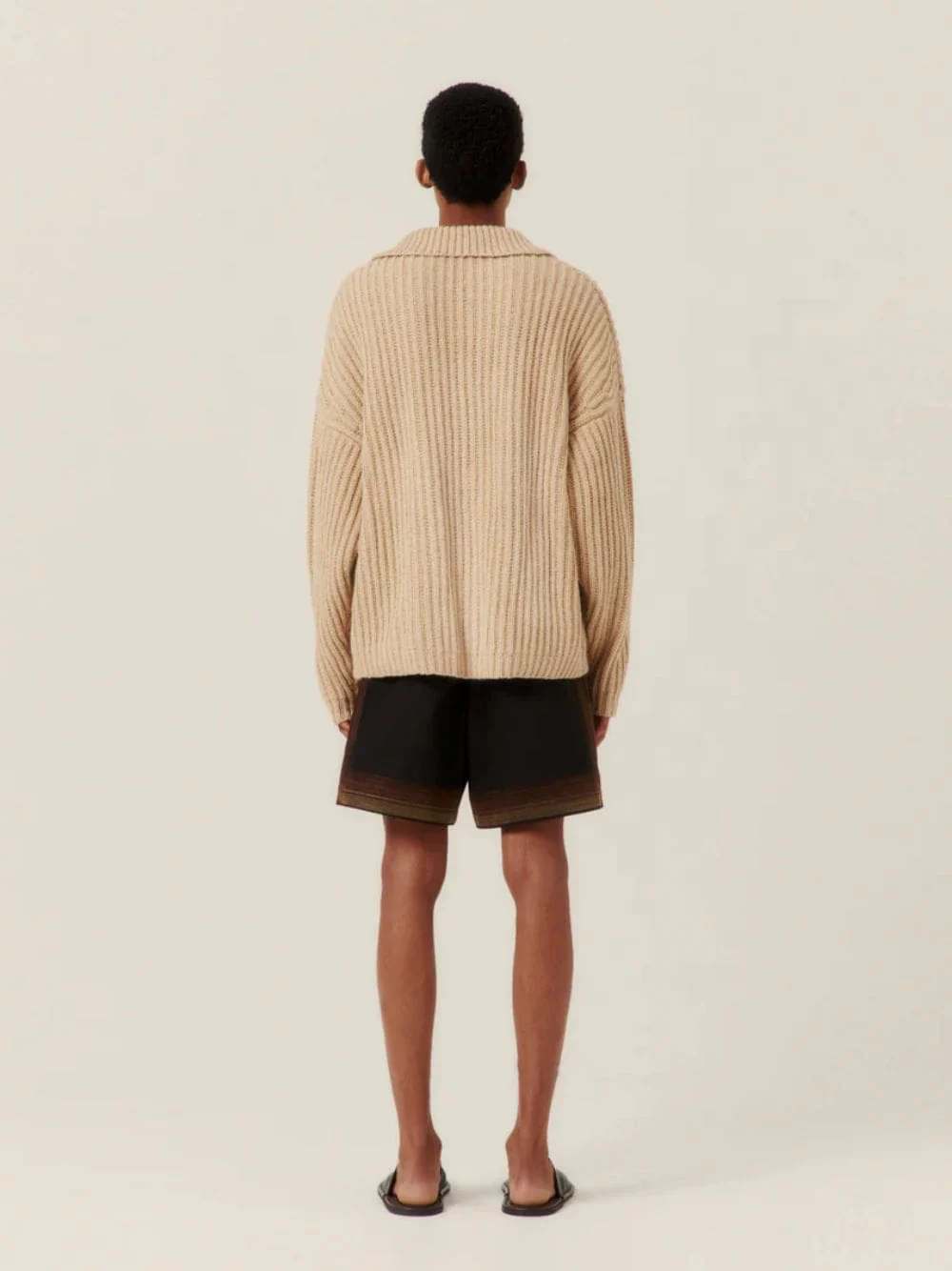Black Sunwaves Embroidered Cotton Shorts - Image 3