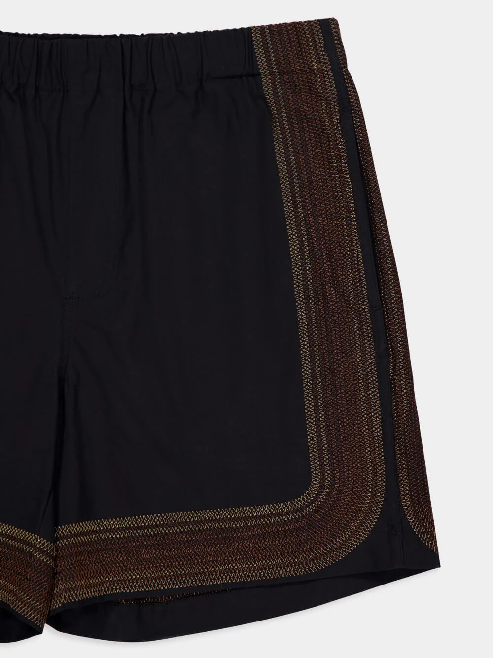 Black Sunwaves Embroidered Cotton Shorts - Image 5