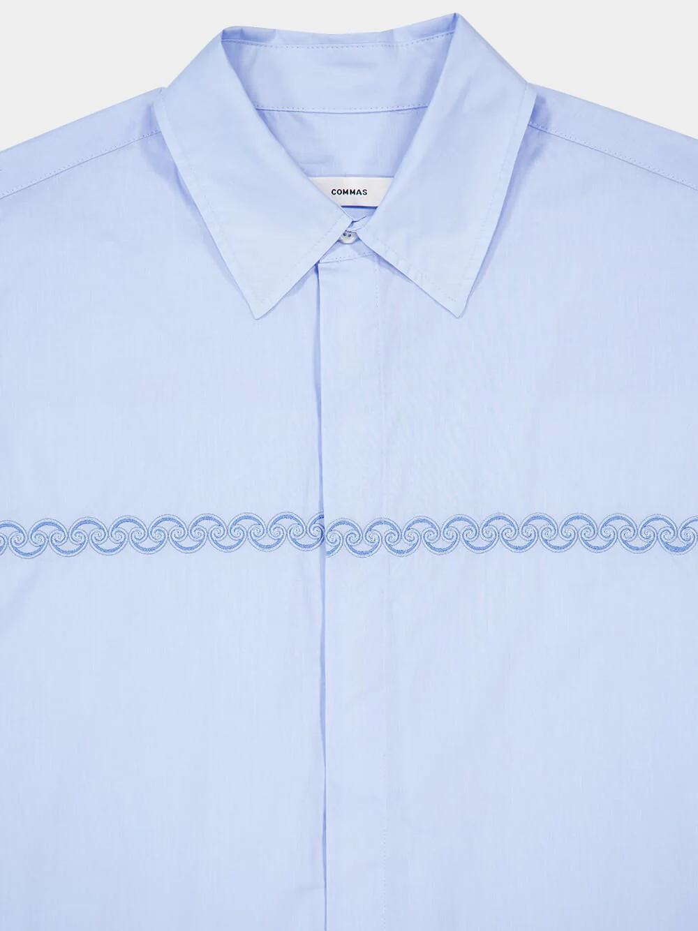 Blue Embroidered Cotton Voile Shirt - Image 3