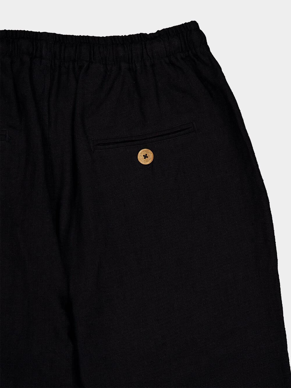 Black Linen Drawcord Trousers - Image 3