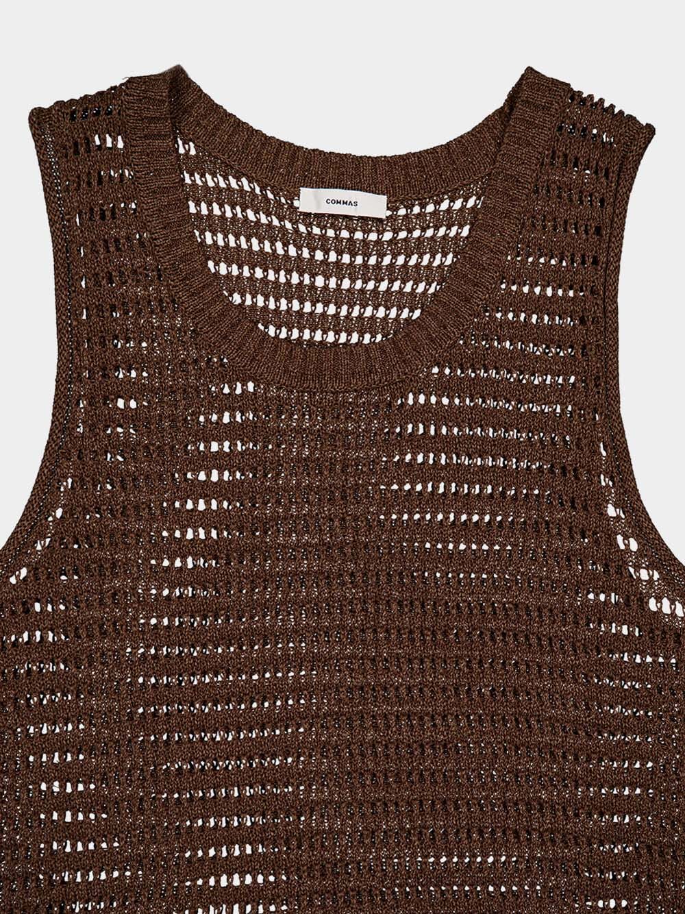 Open-Knit Brown Tank Top - Image 3