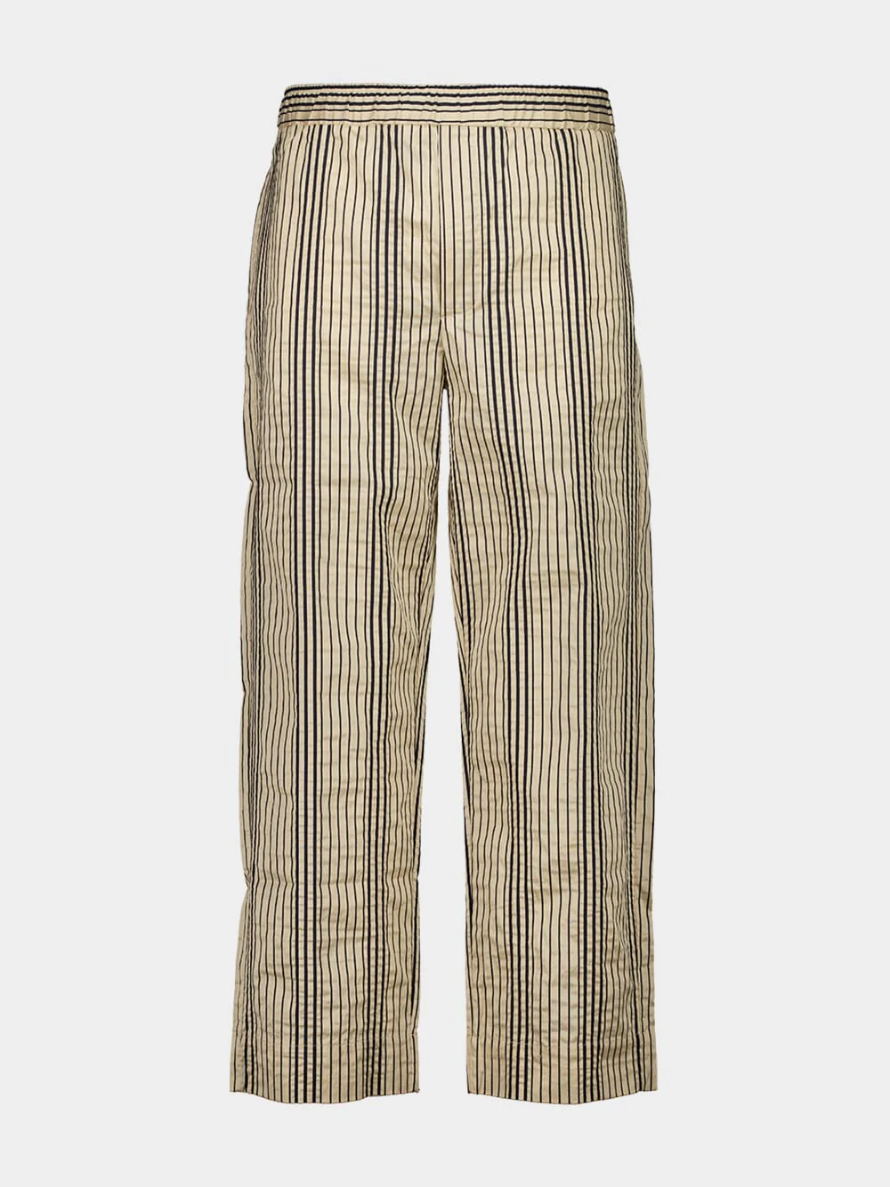 Cream Navy Relaxed Stripe Trousers - Image 2