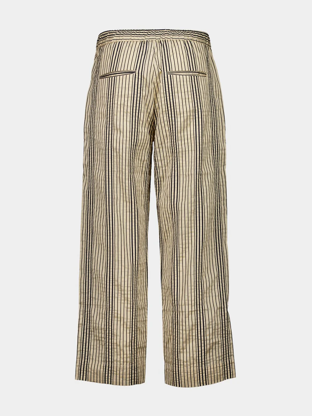 Cream Navy Relaxed Stripe Trousers - Image 4