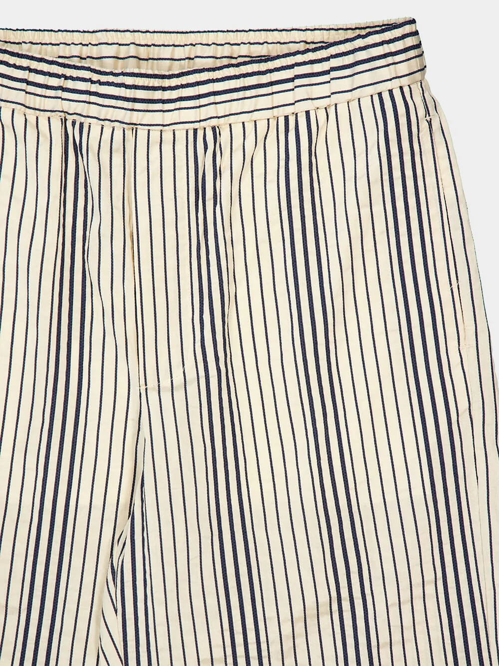 Cream Navy Relaxed Stripe Trousers - Image 5