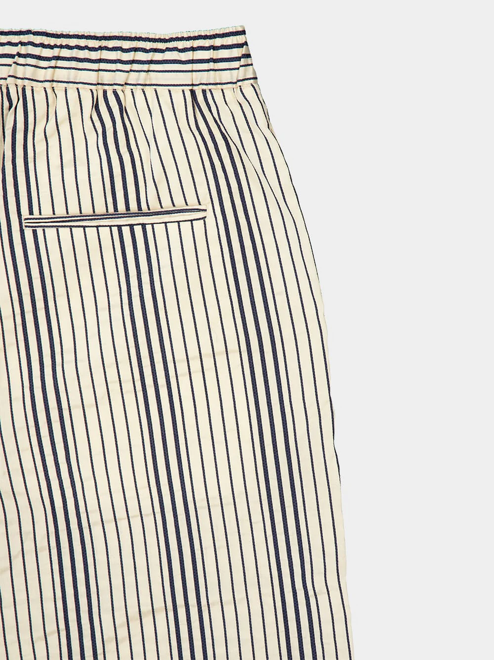 Cream Navy Relaxed Stripe Trousers - Image 6
