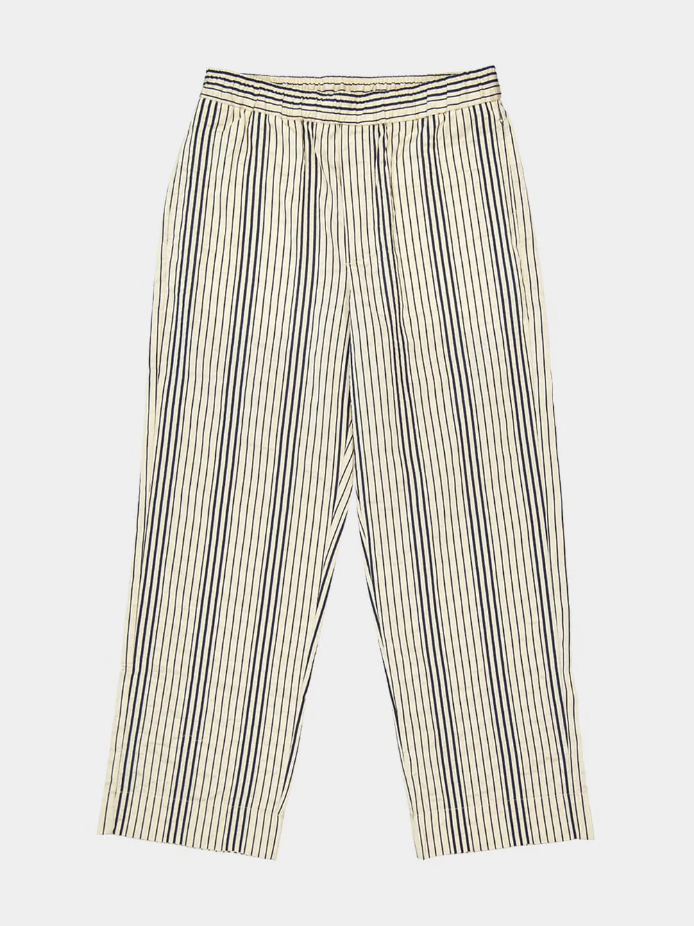 Cream Navy Relaxed Stripe Trousers - Image 7