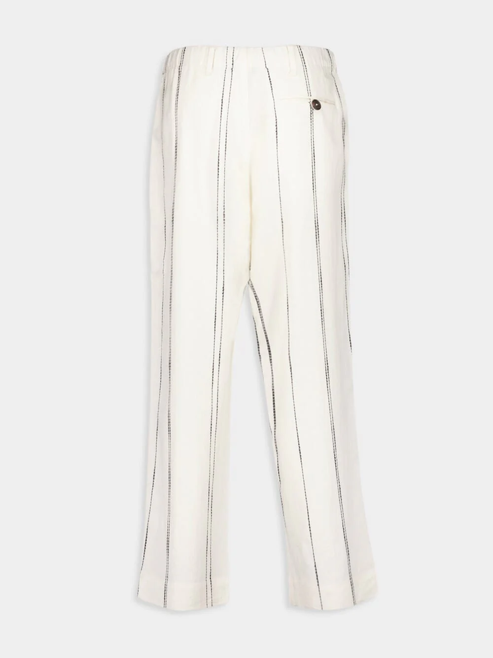 Cream Woven Stripe Trousers - Image 4