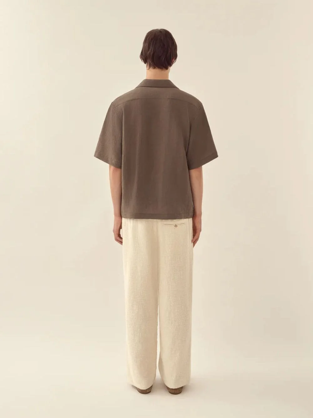 Dark Taupe Paisley Embroidered Camp Shirt - Image 4