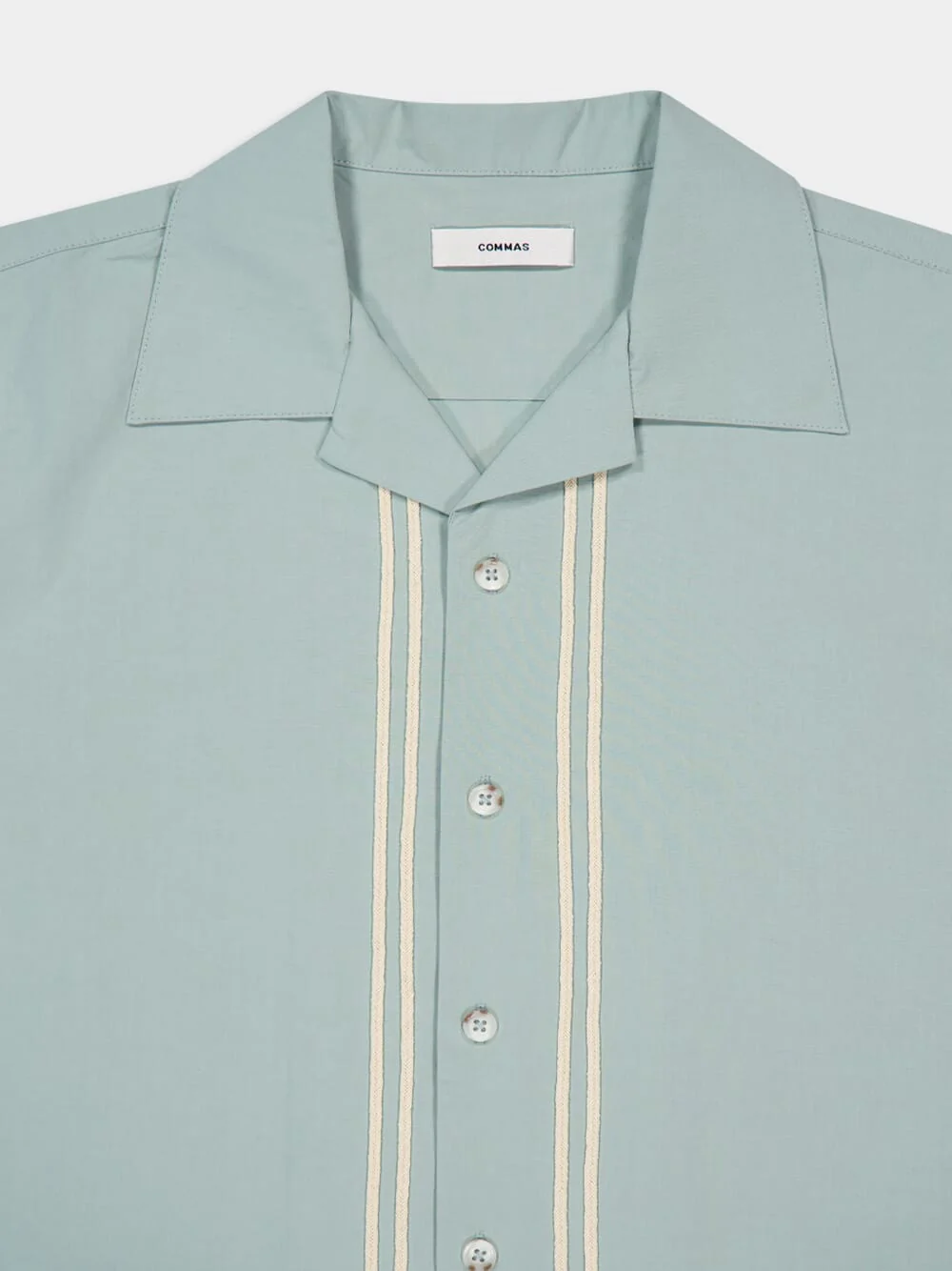 Light Blue Braided Camp Collar Shirt - Image 3