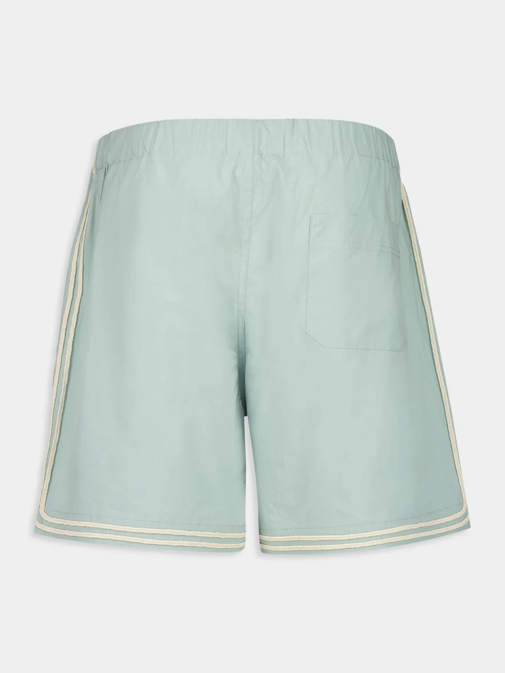 Light Blue Braided Contrast Trim Cotton Shorts - Image 2
