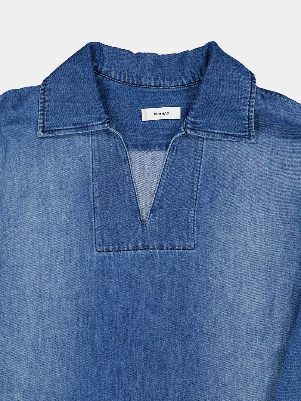 Denim Cotton Hemp Pop Over Shirt - Image 3