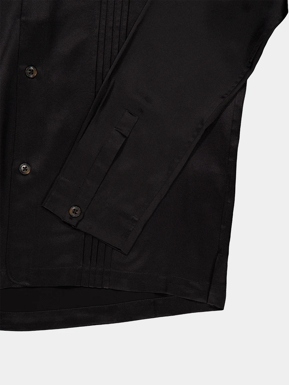 Black Pleated Silk Shirt - Image 4