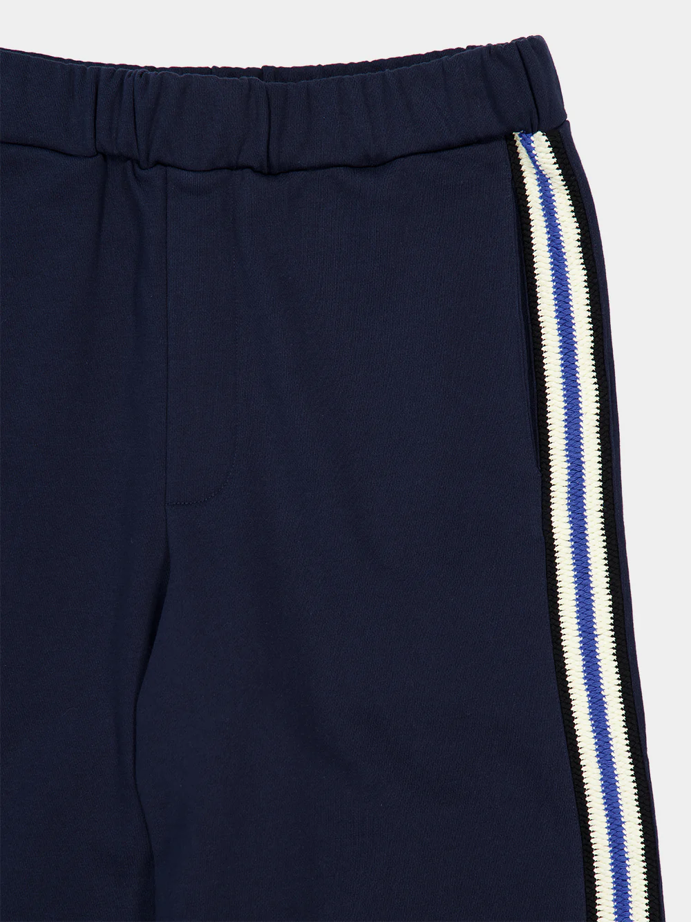 Midnight Navy Crochet Stripe Jersey Trousers - Image 3