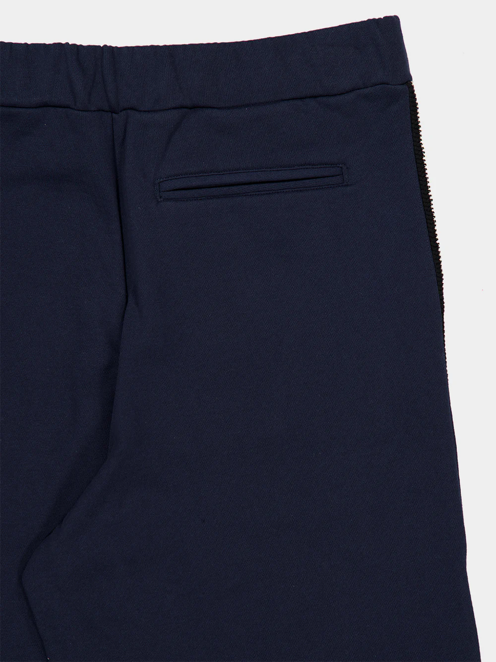 Midnight Navy Crochet Stripe Jersey Trousers - Image 4