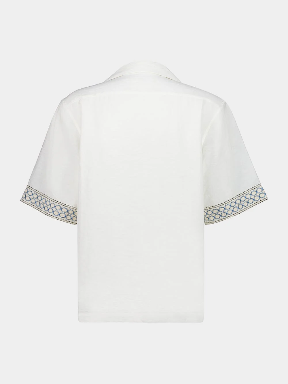 White Braided Camp Collar Shirt - Image 2