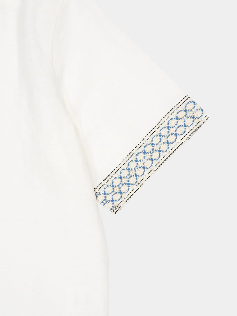 White Braided Camp Collar Shirt - Image 4