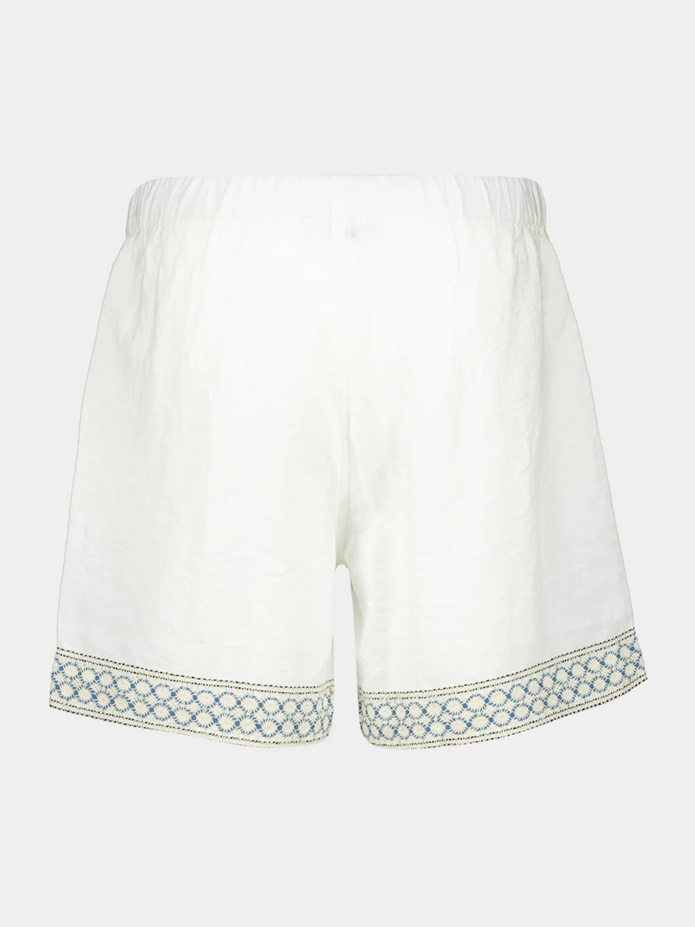 White Braided Shorts with Crochet Trim - Image 2