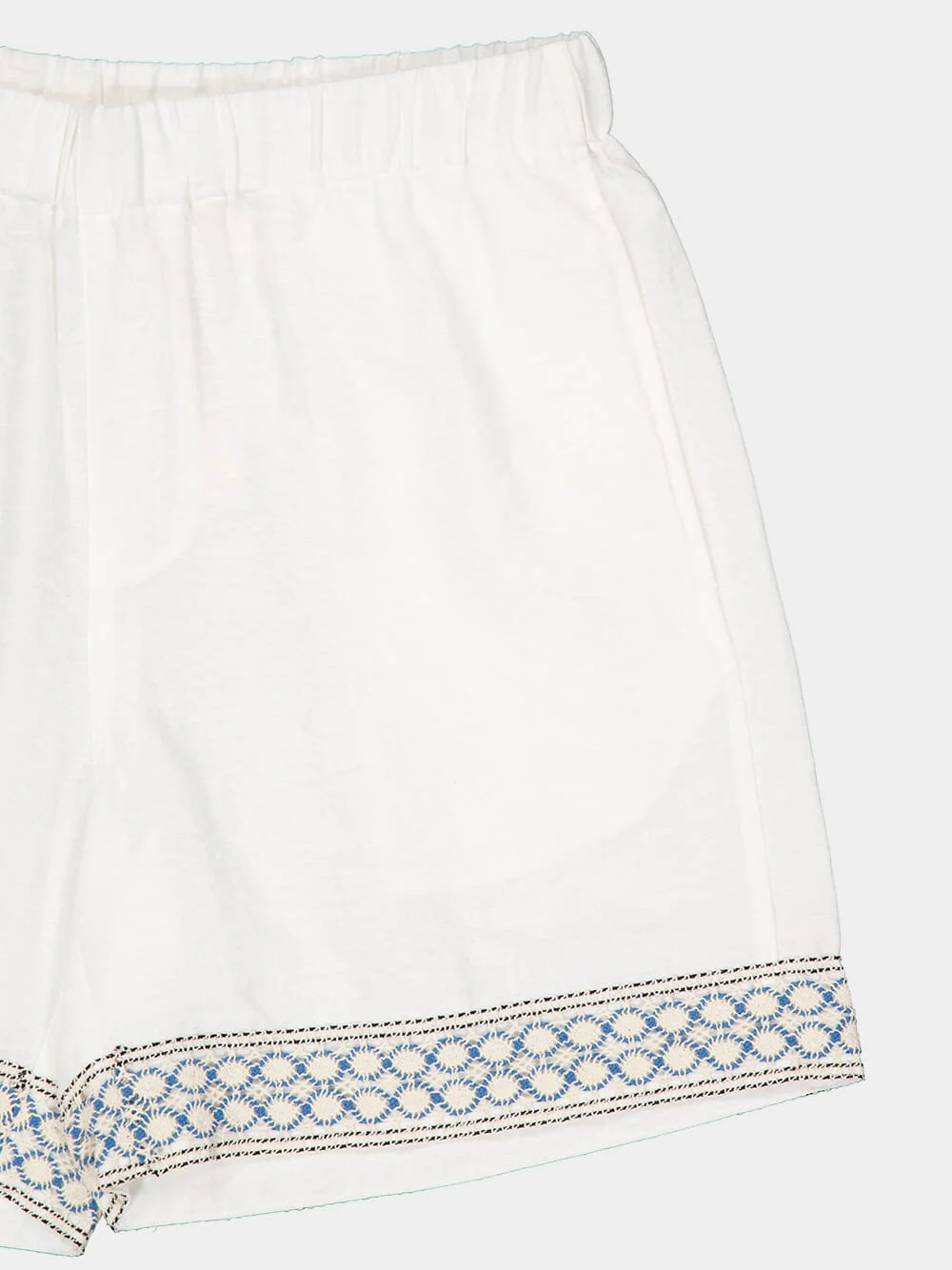 White Braided Shorts with Crochet Trim - Image 3