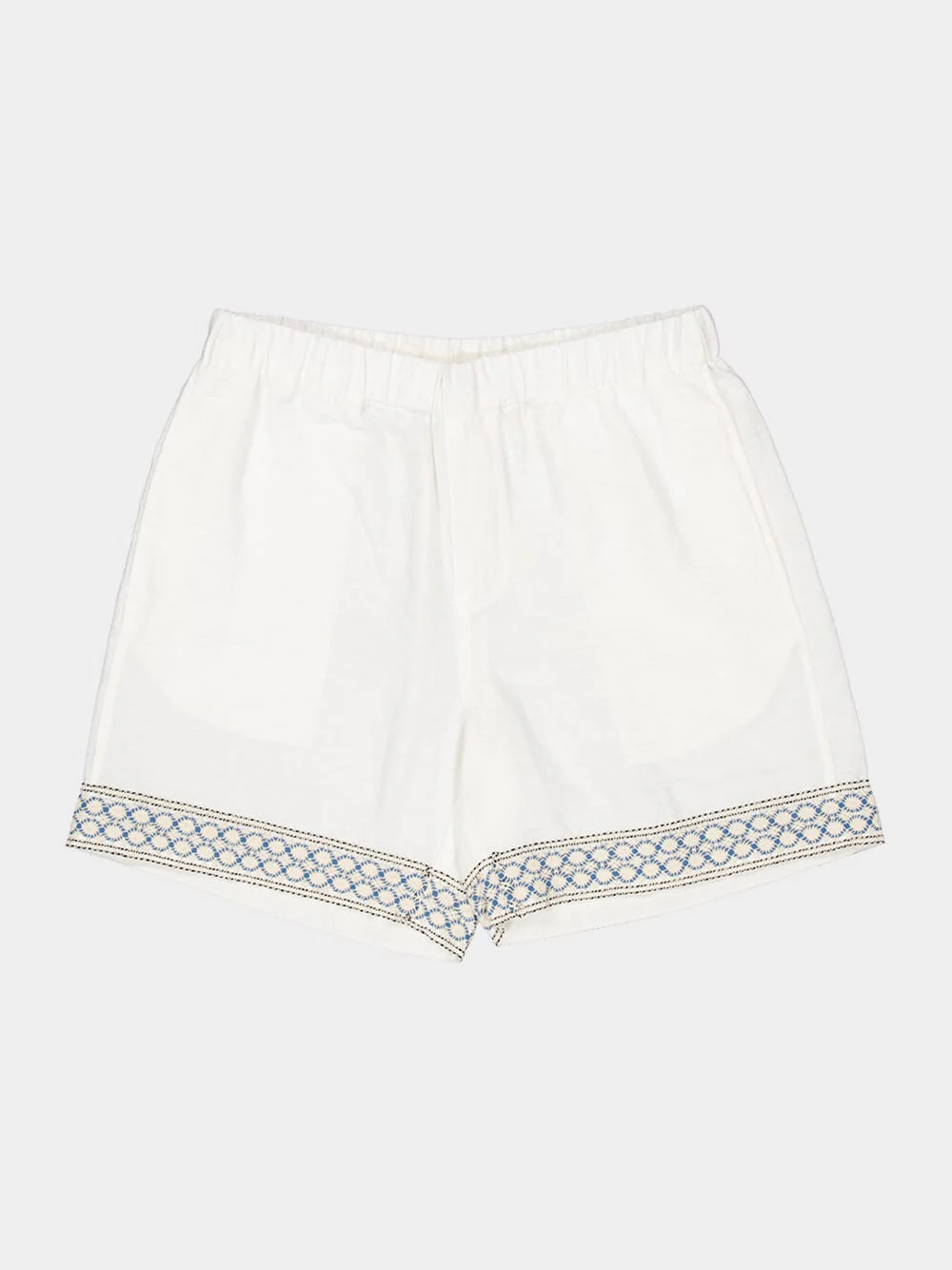 White Braided Shorts with Crochet Trim - Image 4