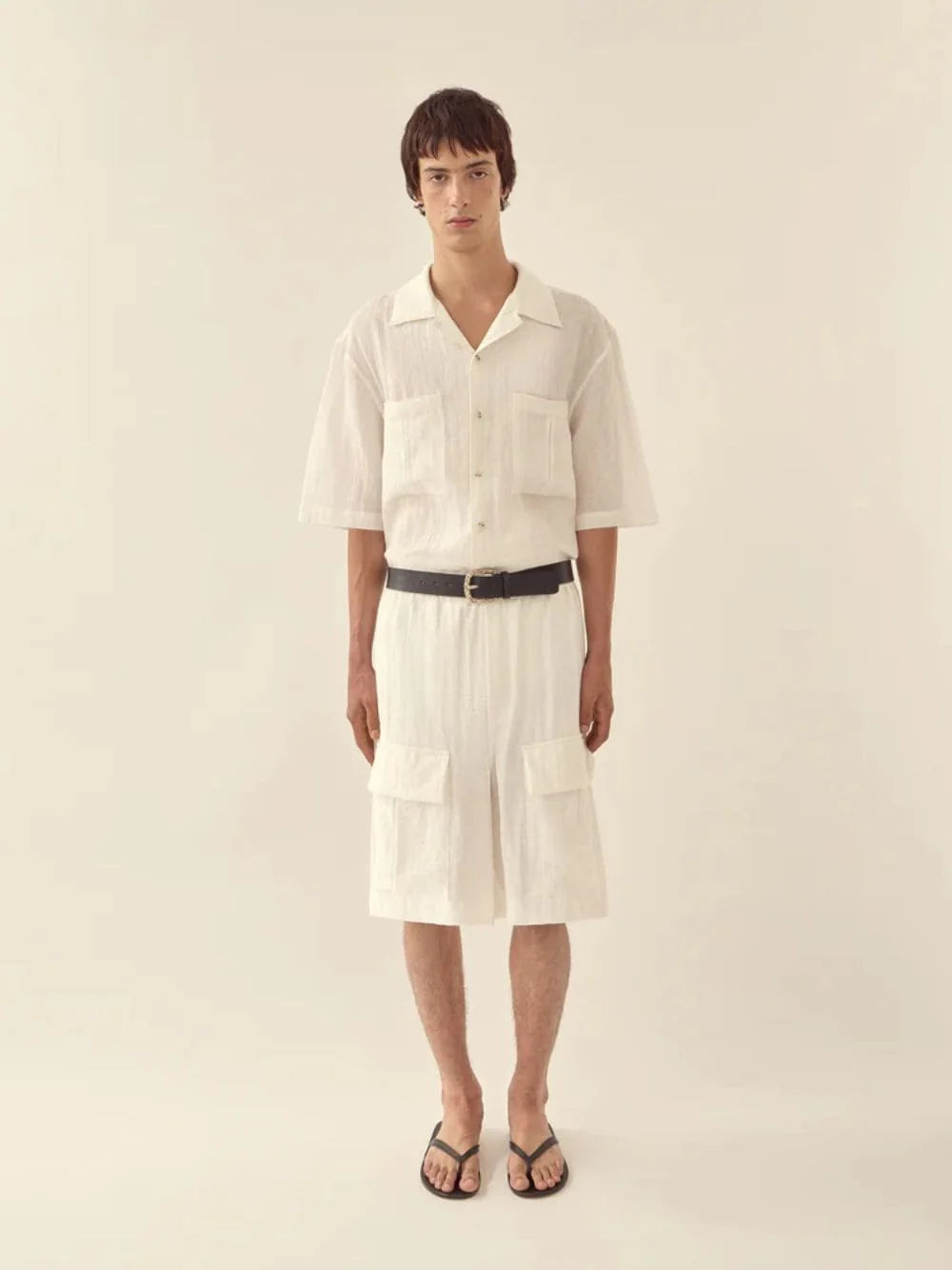 White Oversized Linen Patch Pocket Shirt - Image 2