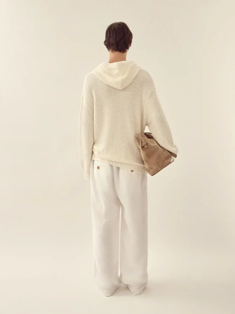 White Relaxed Cotton Knit Sweatshirt - Image 3