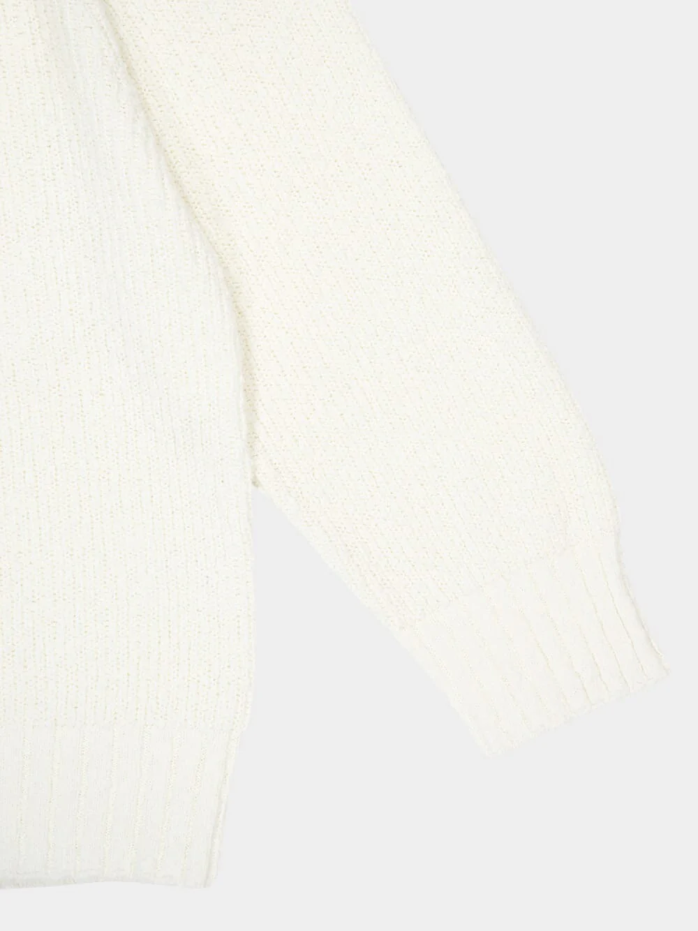 White Relaxed Cotton Knit Sweatshirt - Image 6