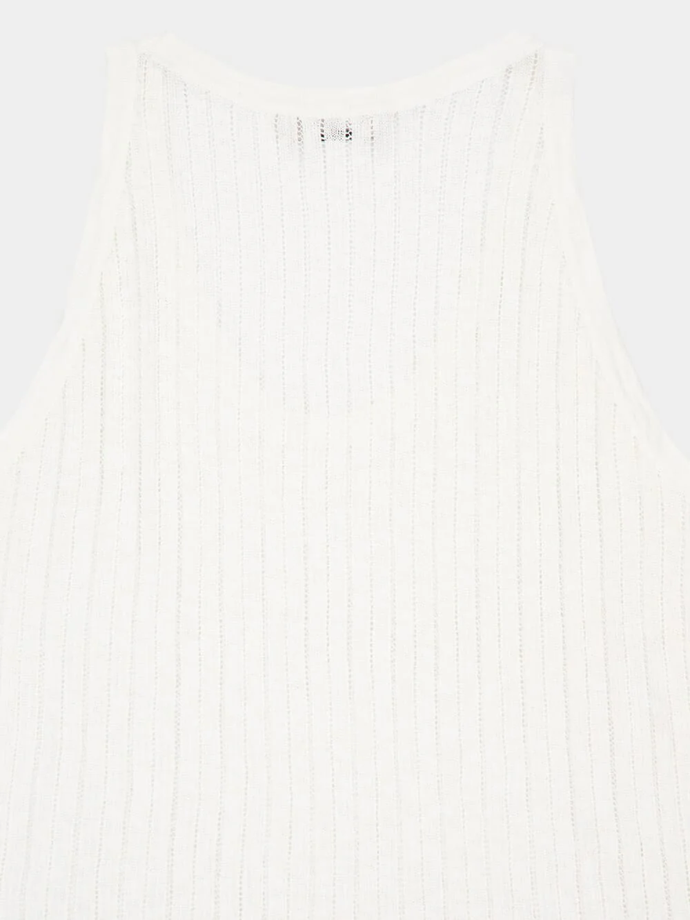 White Thank Pointelle Knit Cotton Tank - Image 4