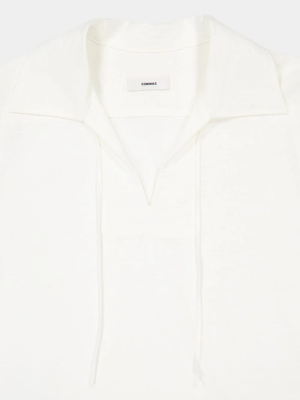 White Tie Crochet Trim Linen Shirt - Image 3
