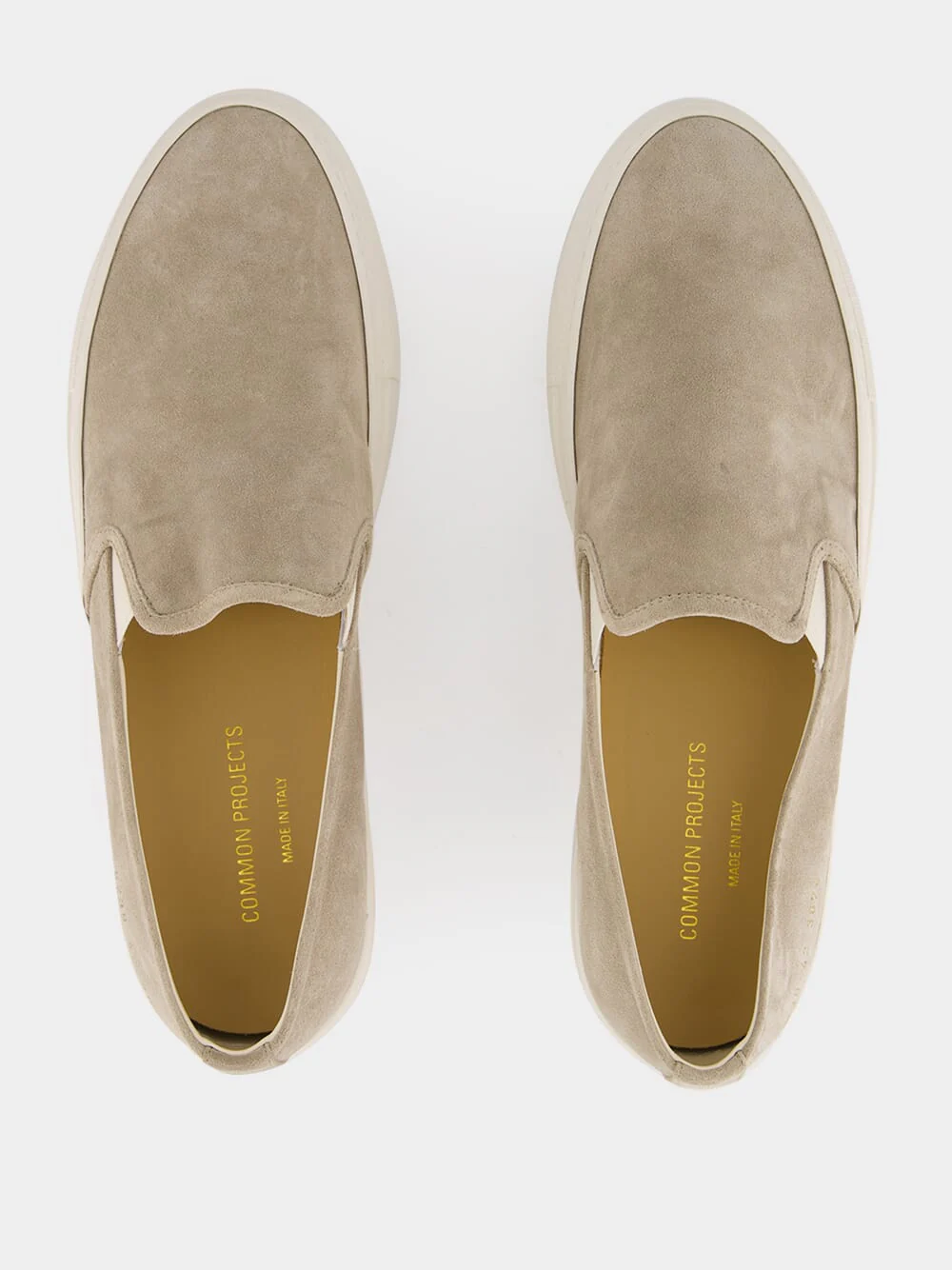 Warm Grey Minimal Slip On Low Profile Suede Sneakers - Image 4