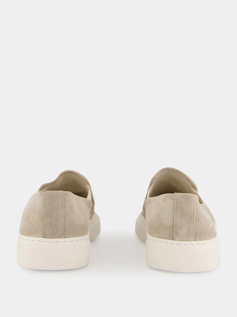 Warm Grey Minimal Slip On Low Profile Suede Sneakers - Image 5